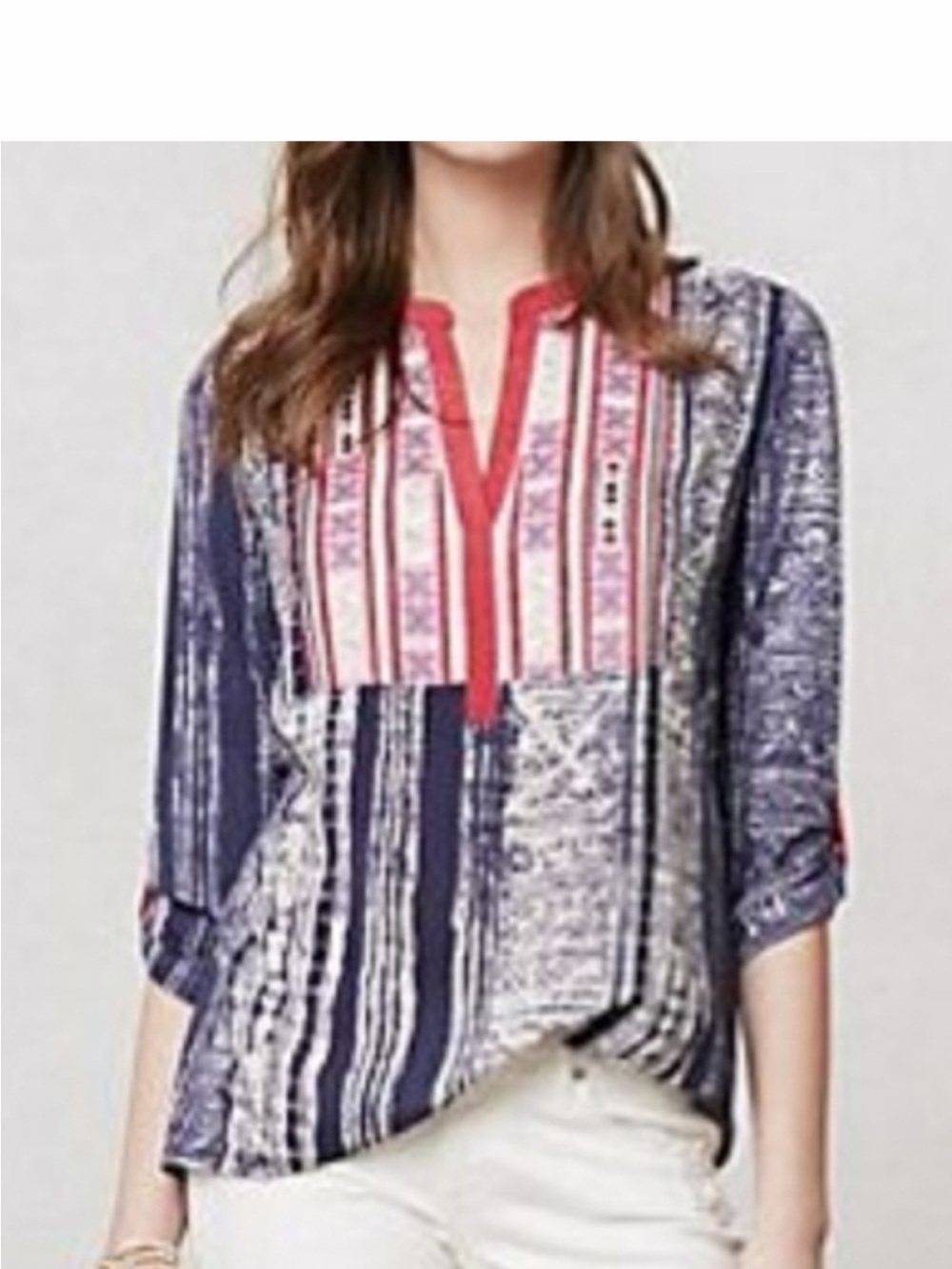 Anthropologie Tiny Ashbury Aztec Embroidered Boho Top
Medium